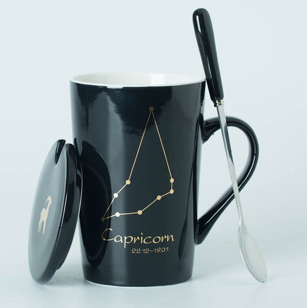Ceramic Mugs 12 Constellations with Spoon and Lid.