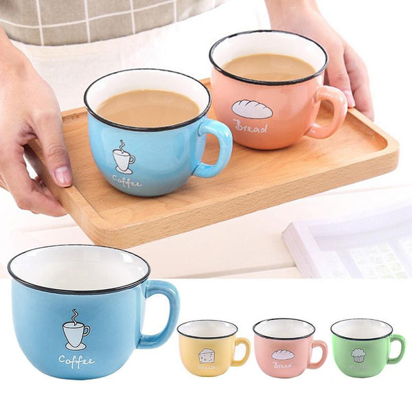 New Cartoon Ceramic Coffee Mug With Lid And Spoon