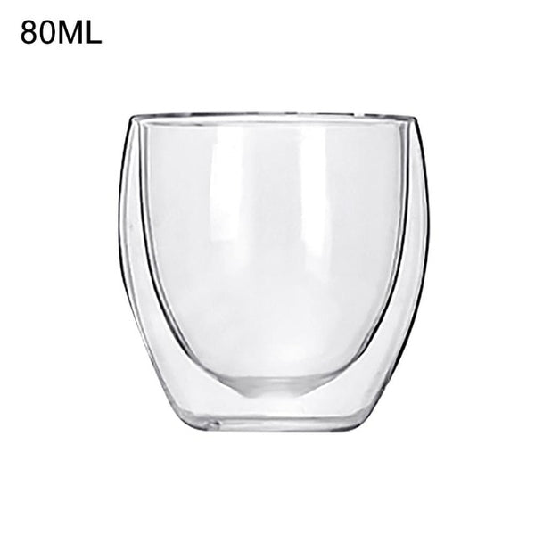 New 6Pcs 80ml 2.7oz Glass Double Walled Heat Insulated Tumbler
