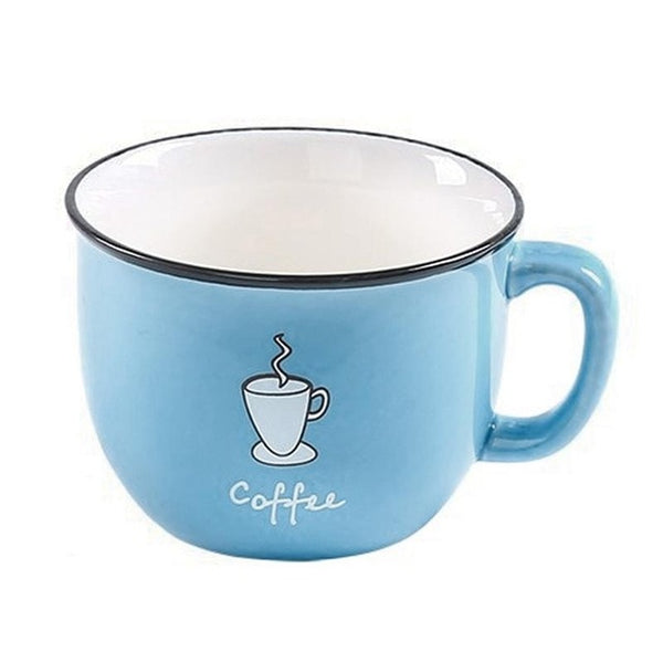 New Cartoon Ceramic Coffee Mug With Lid And Spoon