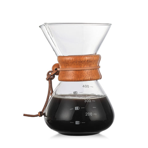 High-Temperature Resistant Glass Coffee Pot with stainless steel V60 filter