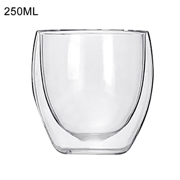 New 6Pcs 80ml 2.7oz Glass Double Walled Heat Insulated Tumbler