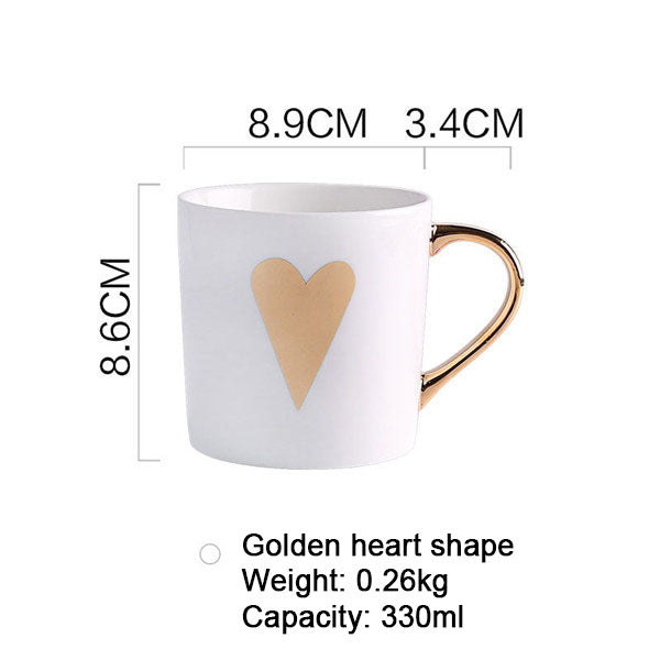 Love, Star, Stripe Pattern Gold Plated Coffee Cup.