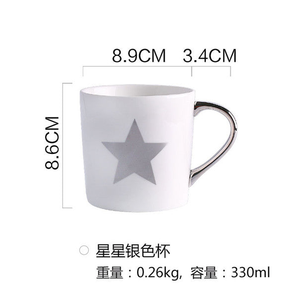 Love, Star, Stripe Pattern Gold Plated Coffee Cup.